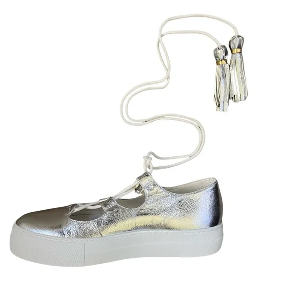 L' AUTRE CHOSE Lace-up sneakers Silver NWOT Size 39 - Picture 1 of 14